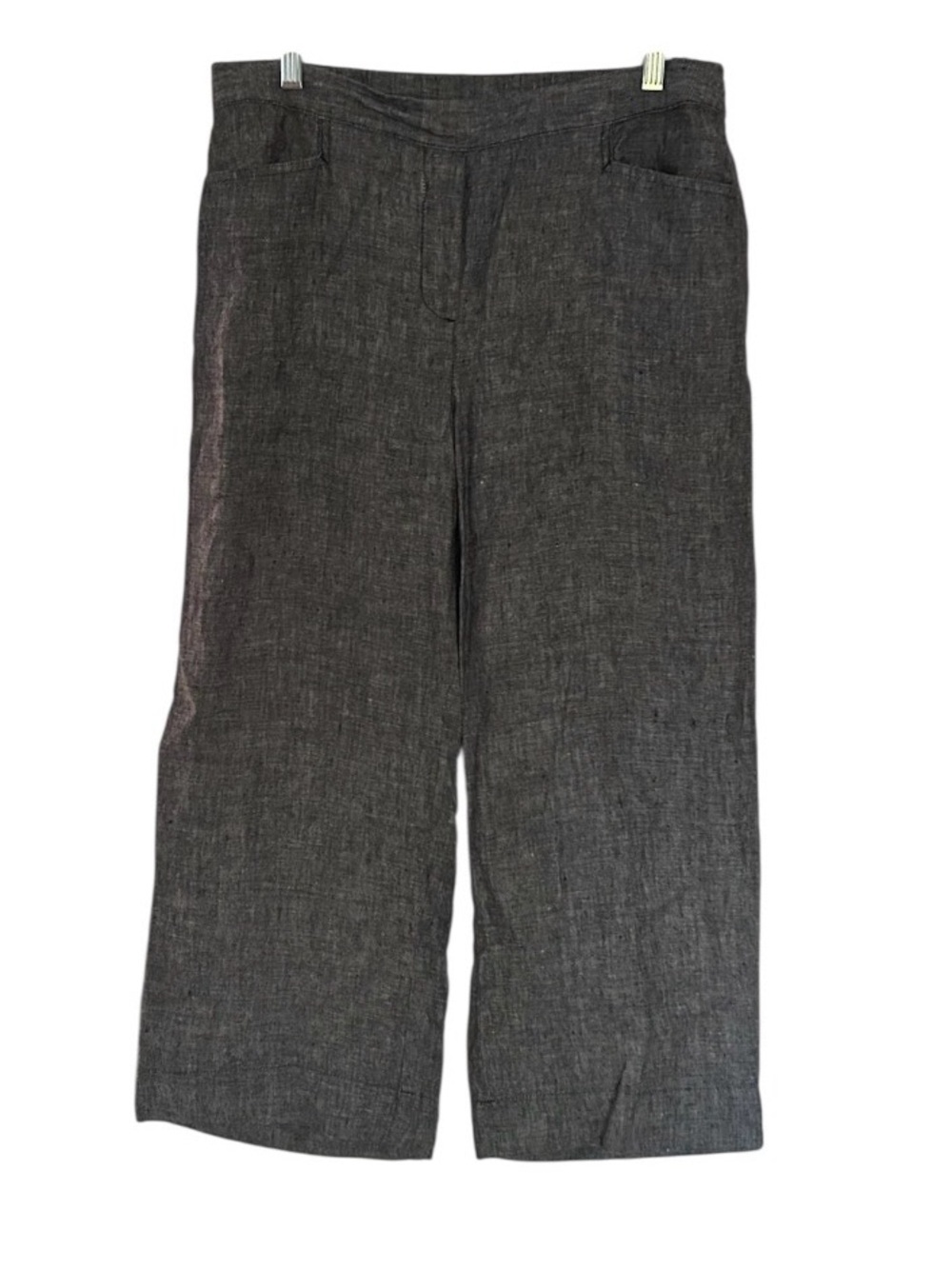 J. Jill Linen Pants Size Medium Black Chambray Wide Leg High Rise